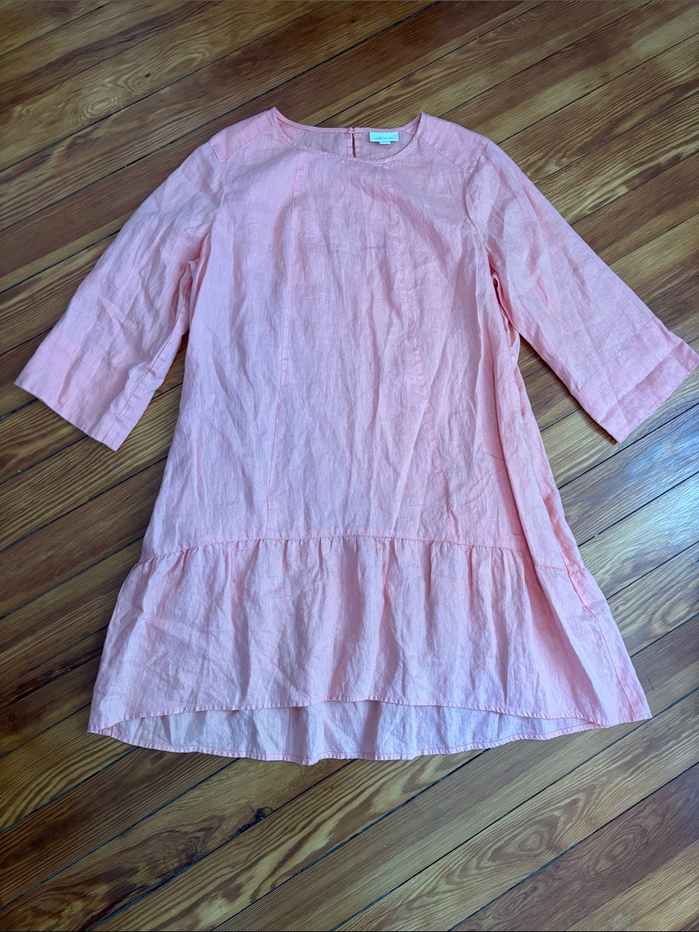 J. Jill Pink Ruffle-Hem Linen Dress